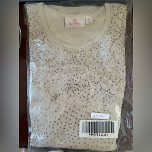 NWT Quacker Factory  Sparkle Ribbed Knit Top, 3/4 length sleeve Size 2X Tan